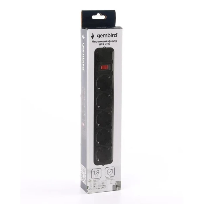 Сетевой фильтр Gembird черный, 1.8 м кабель для ИБП (UPS), 5 розеток SPG5-X-6B Gembird 17548