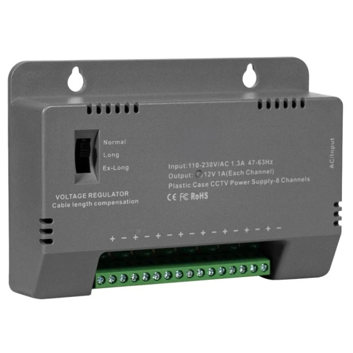 Блок живлення Kraft KRF-1208B (8CH) 96W 8 каналів, 12V/1A на 1 канал