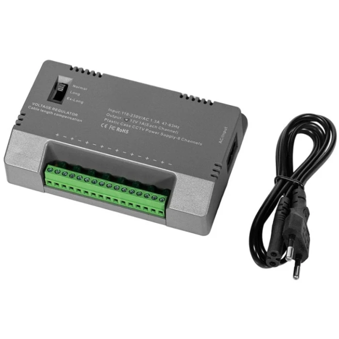 Блок живлення Kraft KRF-1208B (8CH) 96W 8 каналів, 12V/1A на 1 канал