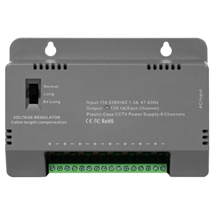 Блок живлення Kraft KRF-1208B (8CH) 96W 8 каналів, 12V/1A на 1 канал