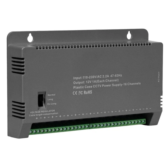 Блок живлення Kraft KRF-1216B (16CH) 200W, 16 каналів, 12V/1A на 1 канал
