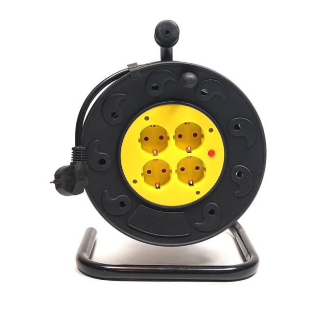 Удлинитель на катушке PowerPlant 15 м, 3x1.5мм2, 10А, 4 розетки (JY-2002/15) PowerPlant 8942