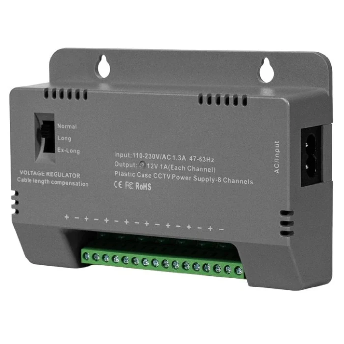 Блок живлення Kraft KRF-1208B (8CH) 96W 8 каналів, 12V/1A на 1 канал