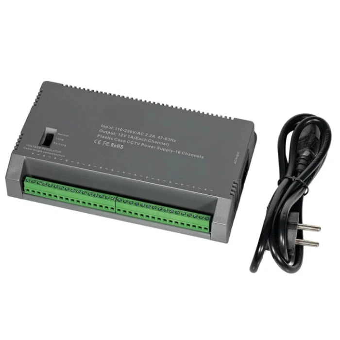 Блок живлення Kraft KRF-1216B (16CH) 200W, 16 каналів, 12V/1A на 1 канал