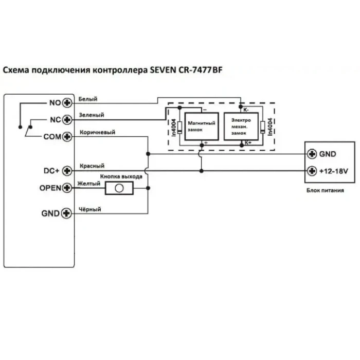 Біометричний контролер доступу SEVEN CR-7477BF-P Mifare Black
