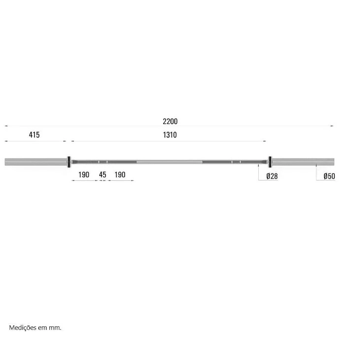Гриф для штанги Toorx Max 1000 Kg Cross Competition 220 см 50 мм (BO-1000)