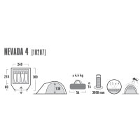 Палатка четырехместная High Peak Nevada 4 Dark Grey/Red (10207)