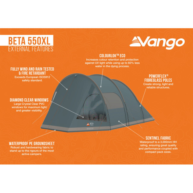 Палатка пятиместная Vango Beta 550XL Mineral Green (TEUBETA00000002)