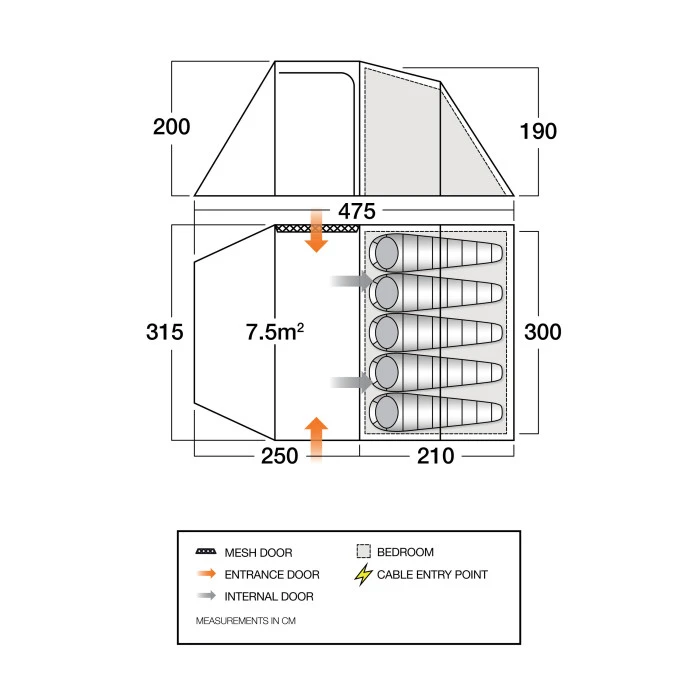Палатка пятиместная Vango Beta 550XL Mineral Green (TEUBETA00000002)