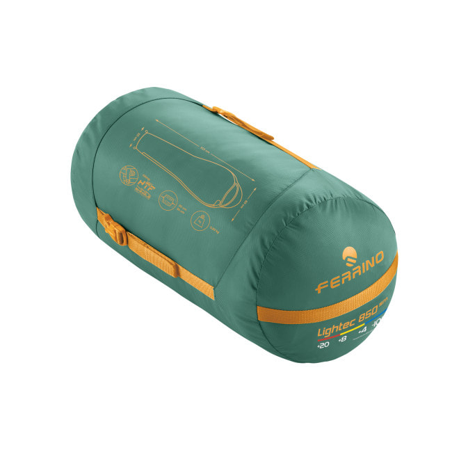 Спальний мішок Ferrino Lightec SM 850/+4°C Green/Yellow Left (86651IVV)