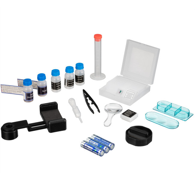 Микроскоп Bresser Junior 40x-640x Blue с набором для опытов и адаптером для смартфона (8851300WXH000)