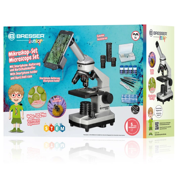 Мікроскоп Bresser Junior Biolux CA 40x -1024x з адаптером для смартфона + кейс (8855002)