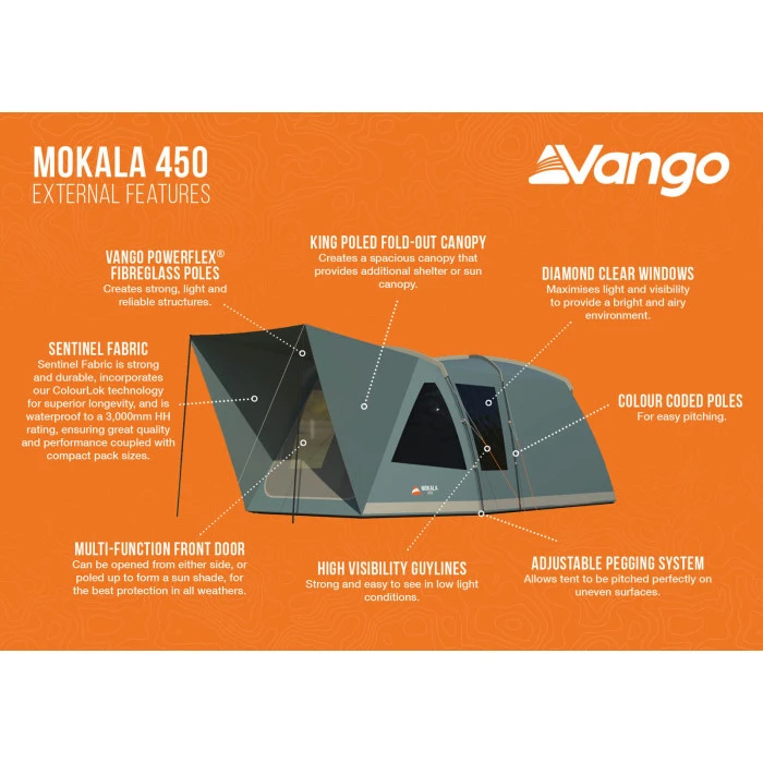 Палатка четырехместная Vango Mokala 450 Mineral Green (TETMOKALA000001)