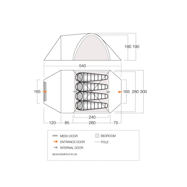 Палатка четырехместная Vango Mokala 450 Mineral Green (TETMOKALA000001)