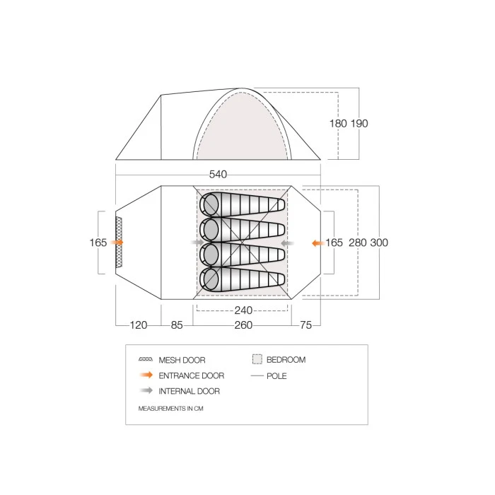 Палатка четырехместная Vango Mokala 450 Mineral Green (TETMOKALA000001)