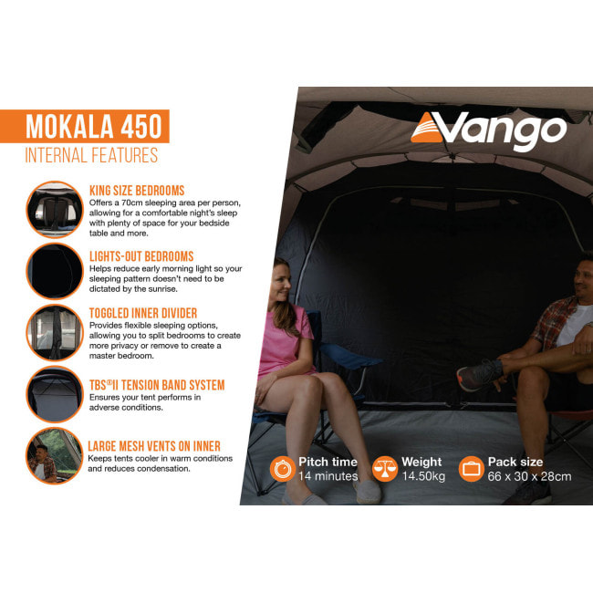 Палатка четырехместная Vango Mokala 450 Mineral Green (TETMOKALA000001)