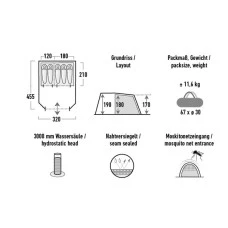 Палатка пятиместная High Peak Torri 5.0 Dark Grey/Green (11804)
