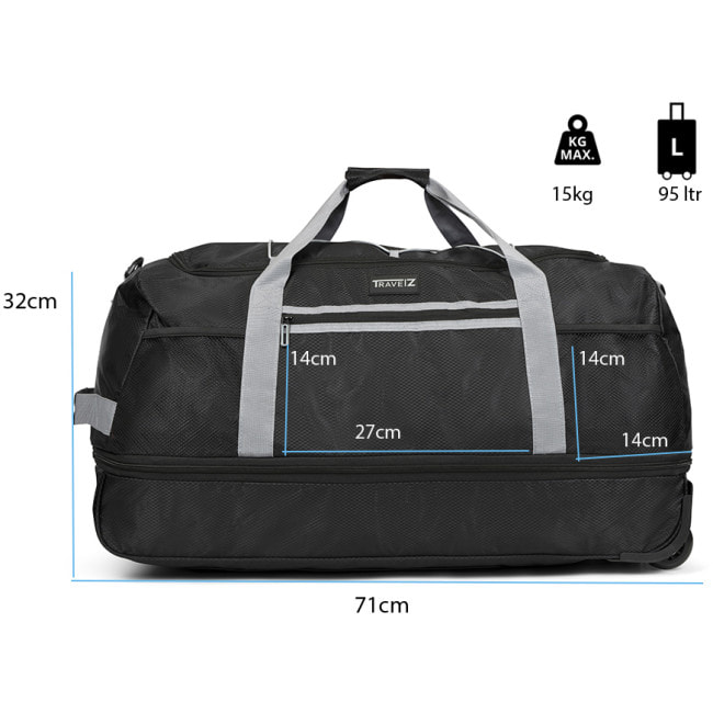 Сумка дорожная на колесах TravelZ Wheelbag Doubleloader foldable black 80(95)L (603096)