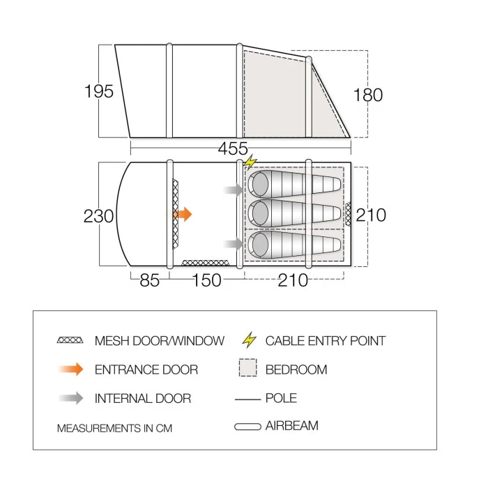 Палатка трехместная Vango Harris Air 350 Mineral Green (TETHARRAI000001)