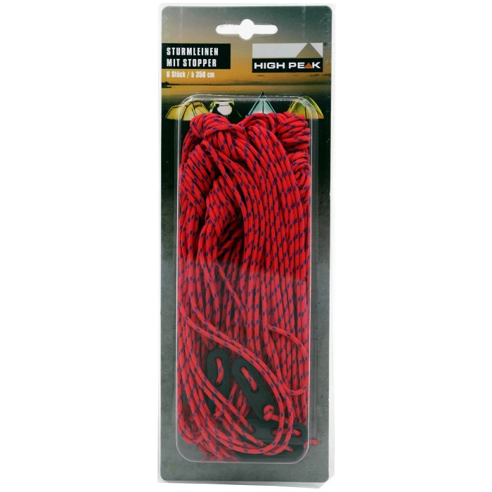 Оттяжки High Peak Guy Rope Set with Runner 350 см 6 шт. Red (42258)