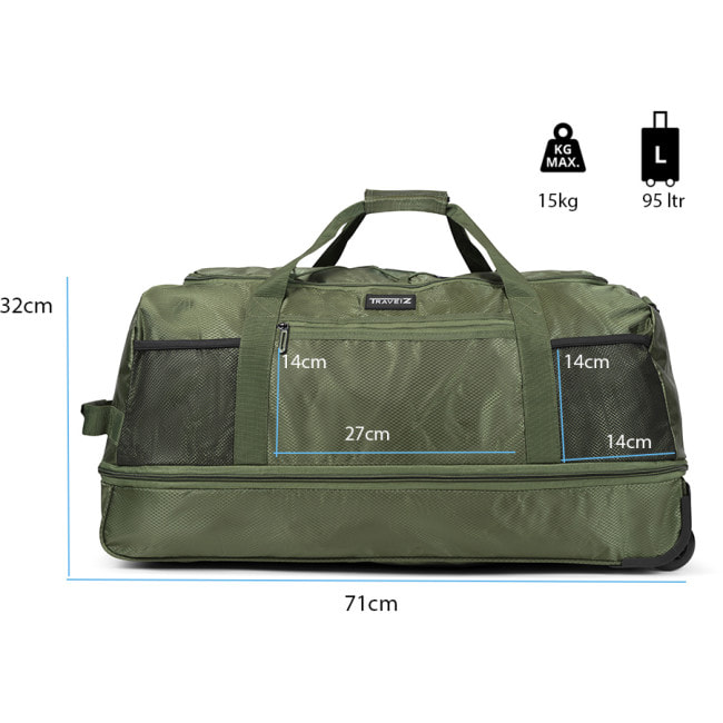 Сумка дорожня на колесах TravelZ Wheelbag Doubleloader foldable green 80(95)L (603097)