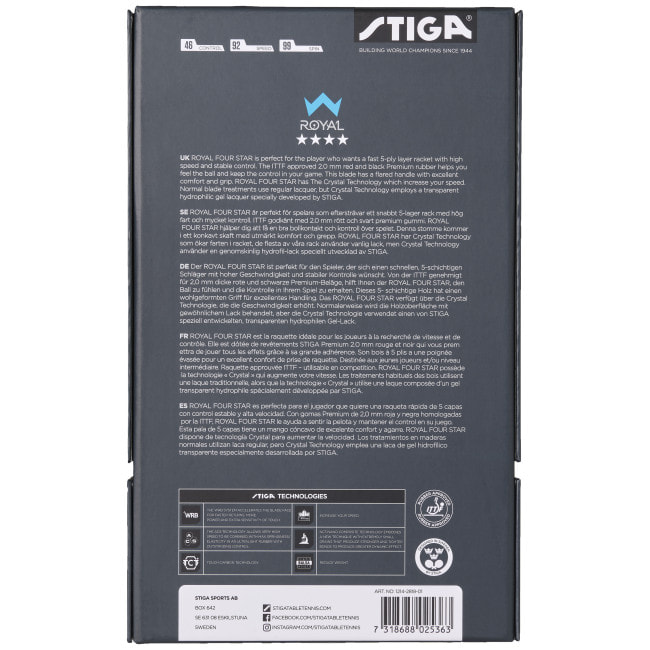 Ракетка для настольного тенниса Stiga Royal Crystal 4 Star FL (1214-2818-01)