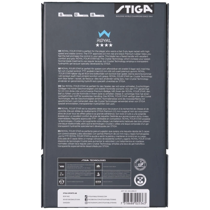 Ракетка для настольного тенниса Stiga Royal Crystal 4 Star FL (1214-2818-01)