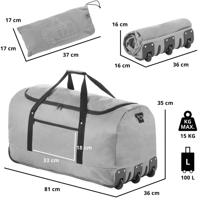 Сумка дорожная на колесах TravelZ Wheelbag 100 Liter Grey (603092)