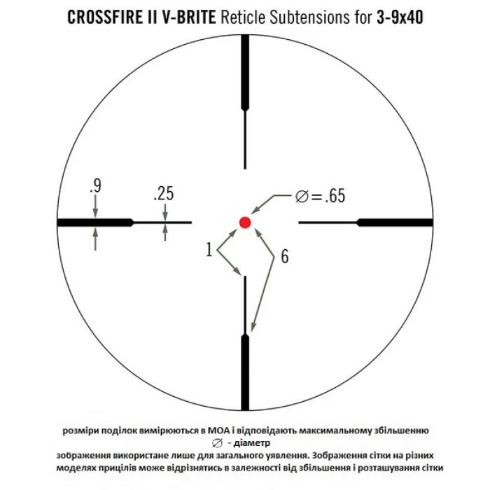 Оптический прицел Vortex Crossfire II 3-9x40 V-Brite IR (CF2-31025)