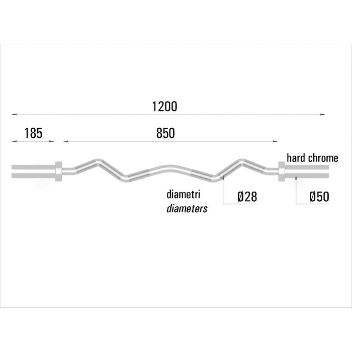 Гриф для штанги Toorx Max 300 Kg EZ curl 120 см 50 мм (BCO-120)