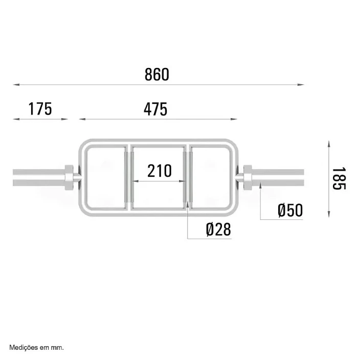 Гриф для штанги рамка з паралельним хватом Toorx Max 300 Kg Power Training 86 см 50 мм (BCO-86)