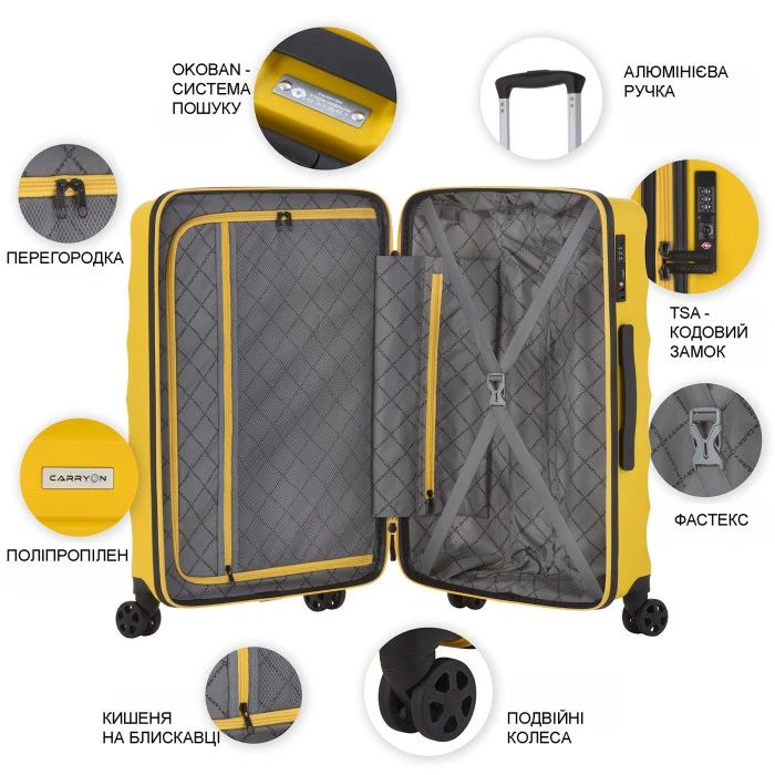 Чемодан CarryOn Porter (M) Yellow (502457)