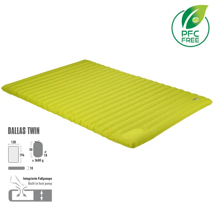Надувной коврик High Peak Dallas Twin 10 cm Citronelle (41033)