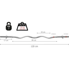 Гриф для штанги Toorx W-образный 120 см 25 мм с винтовыми замками (BCV-120)