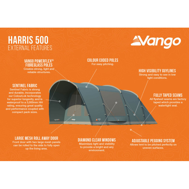 Палатка пятиместная Vango Harris 500 Mineral Green (TETHARRIS000002)