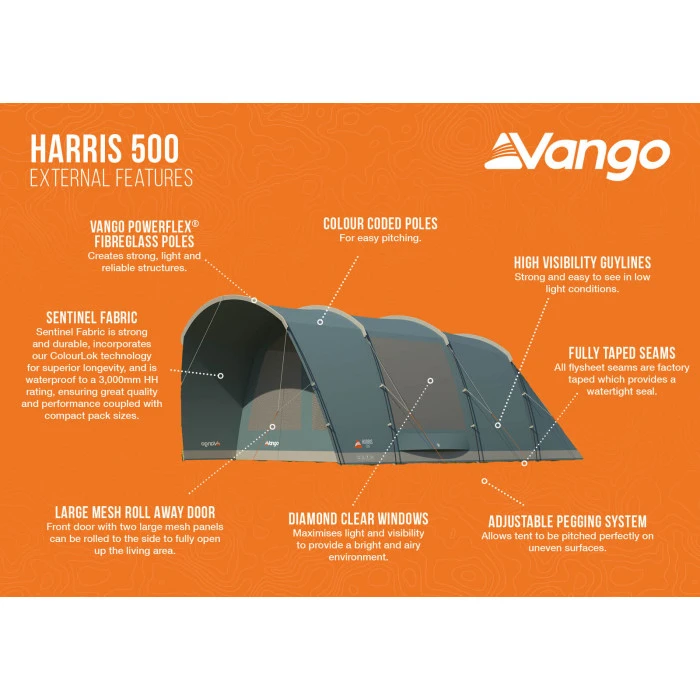 Палатка пятиместная Vango Harris 500 Mineral Green (TETHARRIS000002)
