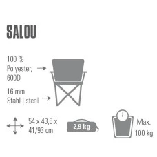 Стул раскладной High Peak Salou Dark Grey/Blue (44108)